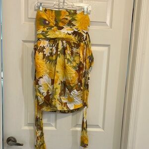 Urban Behavior Strapless Dress - Yellow Floral